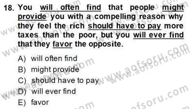 Bağlamsal Dilbilgisi 3 Dersi 2014 - 2015 Yılı (Vize) Ara Sınav Soruları 18. Soru