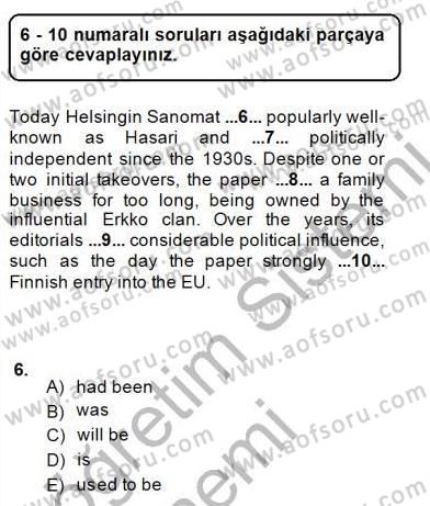 Bağlamsal Dilbilgisi 3 Dersi 2014 - 2015 Yılı (Vize) Ara Sınav Soruları 6. Soru