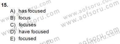 Bağlamsal Dilbilgisi 3 Dersi 2014 - 2015 Yılı (Final) Dönem Sonu Sınav Soruları 15. Soru