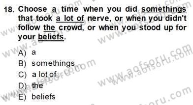 Bağlamsal Dilbilgisi 3 Dersi 2014 - 2015 Yılı (Final) Dönem Sonu Sınav Soruları 18. Soru