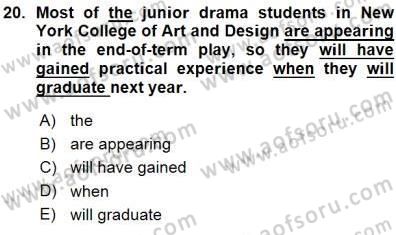 Bağlamsal Dilbilgisi 3 Dersi Ara Sınavı Deneme Sınav Soruları 20. Soru