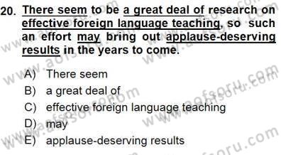 Bağlamsal Dilbilgisi 3 Dersi 2015 - 2016 Yılı (Final) Dönem Sonu Sınav Soruları 20. Soru