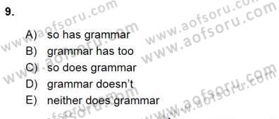 Bağlamsal Dilbilgisi 3 Dersi 2015 - 2016 Yılı (Final) Dönem Sonu Sınav Soruları 9. Soru