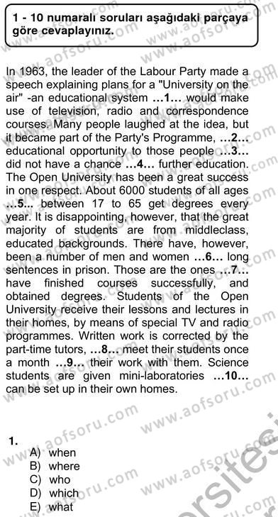 Bağlamsal Dilbilgisi 4 Dersi 2012 - 2013 Yılı (Vize) Ara Sınav Soruları 1. Soru