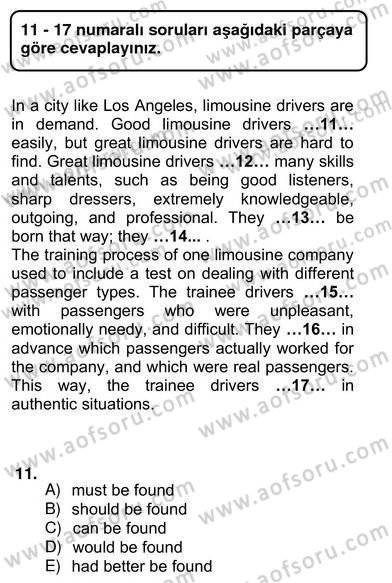 Bağlamsal Dilbilgisi 4 Dersi 2012 - 2013 Yılı (Vize) Ara Sınav Soruları 11. Soru