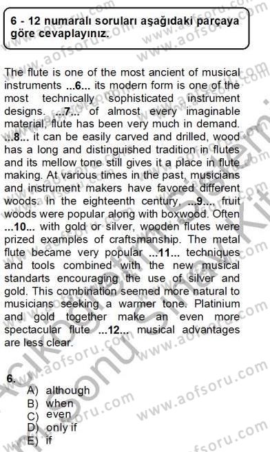 Bağlamsal Dilbilgisi 4 Dersi 2012 - 2013 Yılı (Final) Dönem Sonu Sınav Soruları 6. Soru