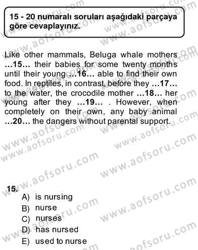 Bağlamsal Dilbilgisi 4 Dersi 2013 - 2014 Yılı (Vize) Ara Sınav Soruları 15. Soru