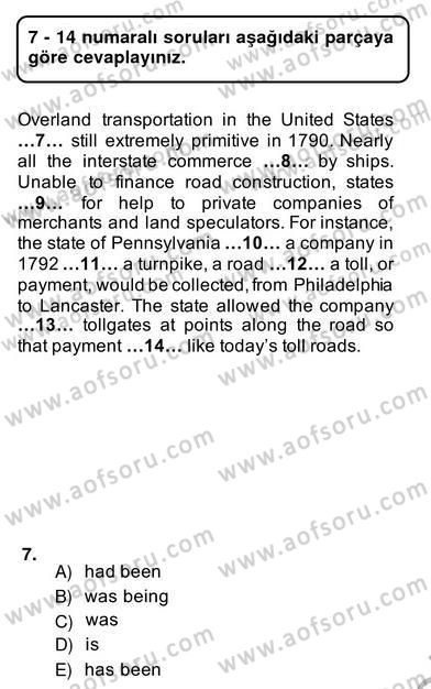 Bağlamsal Dilbilgisi 4 Dersi 2013 - 2014 Yılı (Vize) Ara Sınav Soruları 7. Soru