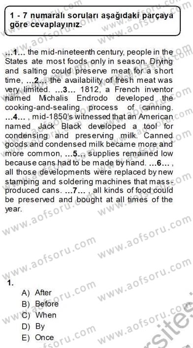 Bağlamsal Dilbilgisi 4 Dersi 2013 - 2014 Yılı (Final) Dönem Sonu Sınav Soruları 1. Soru