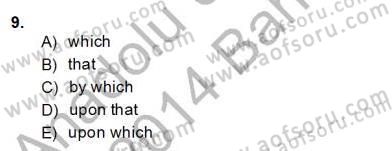 Bağlamsal Dilbilgisi 4 Dersi 2013 - 2014 Yılı (Final) Dönem Sonu Sınav Soruları 9. Soru