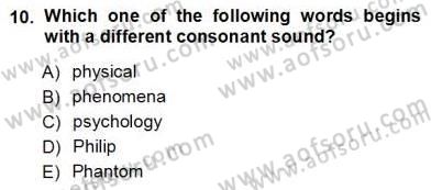 Dilbilim 1 Dersi Ara Sınavı Deneme Sınav Soruları 10. Soru