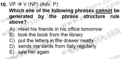 Dilbilim 1 Dersi 2012 - 2013 Yılı (Final) Dönem Sonu Sınav Soruları 10. Soru