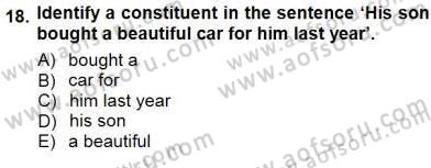 Dilbilim 1 Dersi 2012 - 2013 Yılı (Final) Dönem Sonu Sınav Soruları 18. Soru