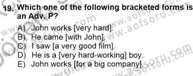 Dilbilim 1 Dersi 2012 - 2013 Yılı (Final) Dönem Sonu Sınav Soruları 19. Soru