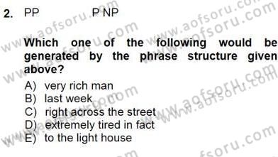 Dilbilim 1 Dersi 2012 - 2013 Yılı (Final) Dönem Sonu Sınav Soruları 2. Soru