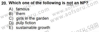 Dilbilim 1 Dersi 2012 - 2013 Yılı (Final) Dönem Sonu Sınav Soruları 20. Soru