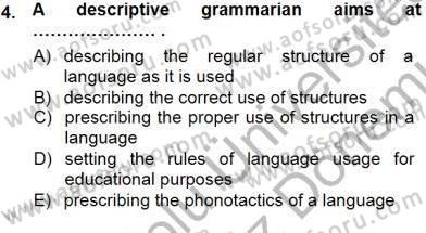 Dilbilim 1 Dersi 2012 - 2013 Yılı (Final) Dönem Sonu Sınav Soruları 4. Soru