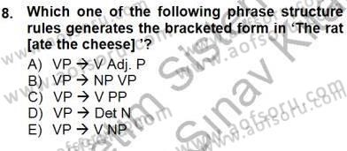 Dilbilim 1 Dersi 2012 - 2013 Yılı (Final) Dönem Sonu Sınav Soruları 8. Soru