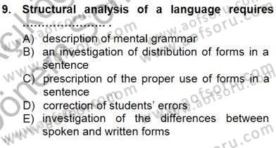 Dilbilim 1 Dersi 2012 - 2013 Yılı (Final) Dönem Sonu Sınav Soruları 9. Soru