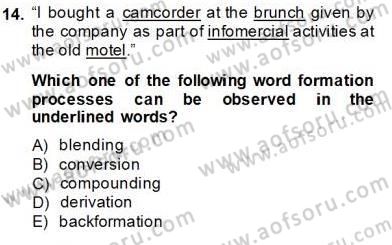 Dilbilim 1 Dersi Ara Sınavı Deneme Sınav Soruları 14. Soru