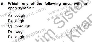 Dilbilim 1 Dersi Ara Sınavı Deneme Sınav Soruları 8. Soru