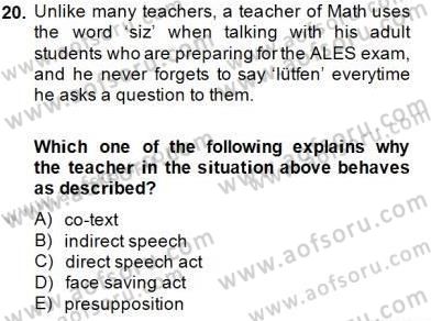 Dilbilim 1 Dersi 2013 - 2014 Yılı (Final) Dönem Sonu Sınav Soruları 20. Soru