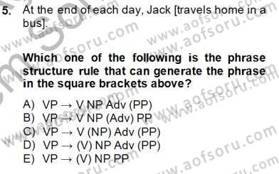 Dilbilim 1 Dersi 2013 - 2014 Yılı (Final) Dönem Sonu Sınav Soruları 5. Soru