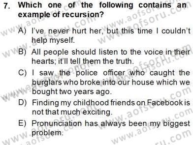 Dilbilim 1 Dersi 2013 - 2014 Yılı (Final) Dönem Sonu Sınav Soruları 7. Soru