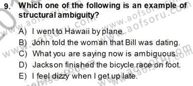 Dilbilim 1 Dersi 2013 - 2014 Yılı (Final) Dönem Sonu Sınav Soruları 9. Soru