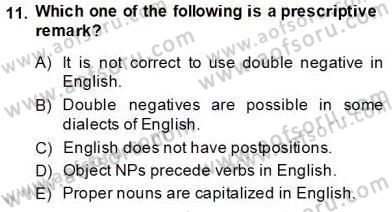 Dilbilim 1 Dersi 2013 - 2014 Yılı Tek Ders Sınav Soruları 10. Soru