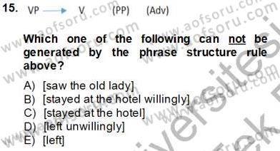 Dilbilim 1 Dersi 2013 - 2014 Yılı Tek Ders Sınav Soruları 15. Soru