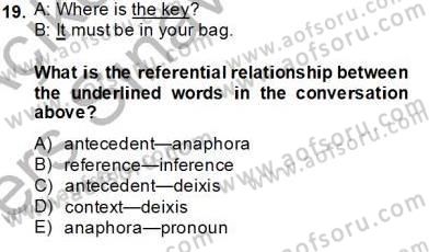 Dilbilim 1 Dersi 2013 - 2014 Yılı Tek Ders Sınav Soruları 19. Soru