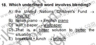 Dilbilim 1 Dersi Ara Sınavı Deneme Sınav Soruları 18. Soru
