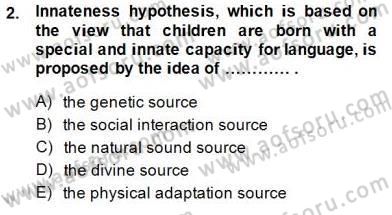 Dilbilim 1 Dersi Ara Sınavı Deneme Sınav Soruları 2. Soru