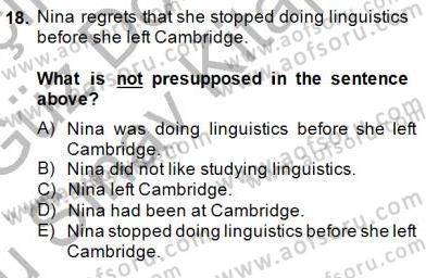 Dilbilim 1 Dersi 2014 - 2015 Yılı (Final) Dönem Sonu Sınav Soruları 18. Soru