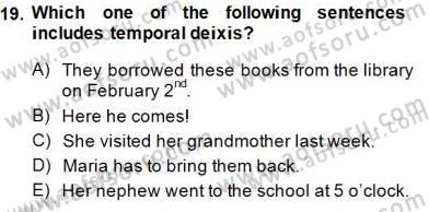 Dilbilim 1 Dersi 2014 - 2015 Yılı (Final) Dönem Sonu Sınav Soruları 19. Soru