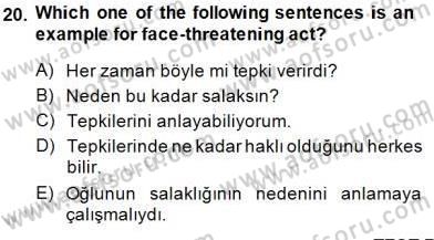 Dilbilim 1 Dersi 2014 - 2015 Yılı (Final) Dönem Sonu Sınav Soruları 20. Soru