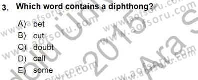 Dilbilim 1 Dersi Ara Sınavı Deneme Sınav Soruları 3. Soru