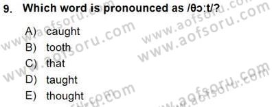 Dilbilim 1 Dersi Ara Sınavı Deneme Sınav Soruları 9. Soru