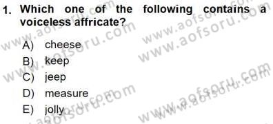 Dilbilim 1 Dersi 2015 - 2016 Yılı (Final) Dönem Sonu Sınav Soruları 1. Soru