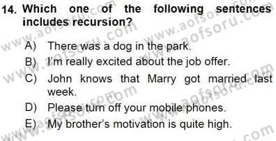 Dilbilim 1 Dersi 2015 - 2016 Yılı (Final) Dönem Sonu Sınav Soruları 14. Soru