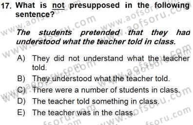 Dilbilim 1 Dersi 2015 - 2016 Yılı (Final) Dönem Sonu Sınav Soruları 17. Soru