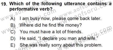 Dilbilim 1 Dersi 2015 - 2016 Yılı (Final) Dönem Sonu Sınav Soruları 19. Soru