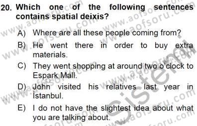 Dilbilim 1 Dersi 2015 - 2016 Yılı (Final) Dönem Sonu Sınav Soruları 20. Soru