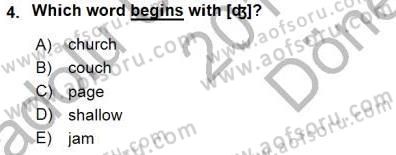 Dilbilim 1 Dersi 2015 - 2016 Yılı (Final) Dönem Sonu Sınav Soruları 4. Soru