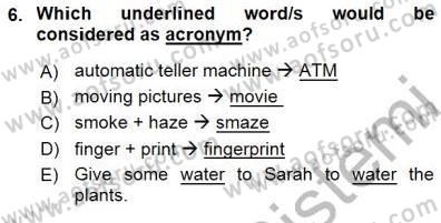 Dilbilim 1 Dersi 2015 - 2016 Yılı (Final) Dönem Sonu Sınav Soruları 6. Soru