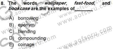 Dilbilim 1 Dersi 2015 - 2016 Yılı (Final) Dönem Sonu Sınav Soruları 8. Soru