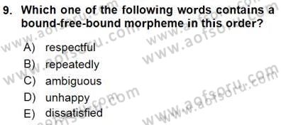 Dilbilim 1 Dersi 2015 - 2016 Yılı (Final) Dönem Sonu Sınav Soruları 9. Soru
