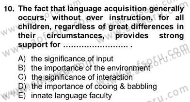 Dilbilim 2 Dersi 2012 - 2013 Yılı (Vize) Ara Sınav Soruları 10. Soru