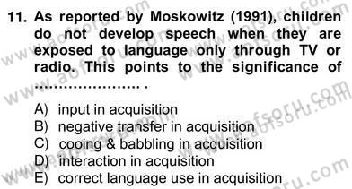 Dilbilim 2 Dersi 2012 - 2013 Yılı (Vize) Ara Sınav Soruları 11. Soru